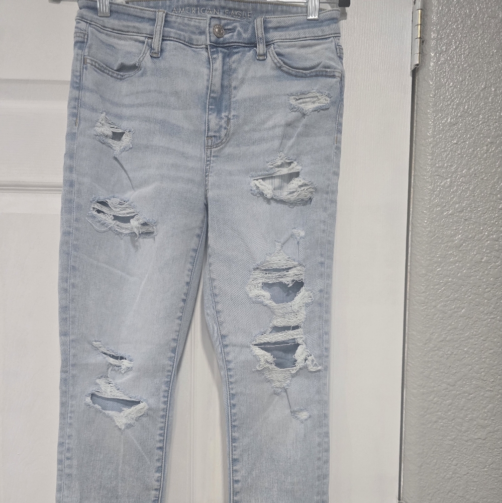 American Eagle Outfitters Blue Skinny Jeans Distressed Casual